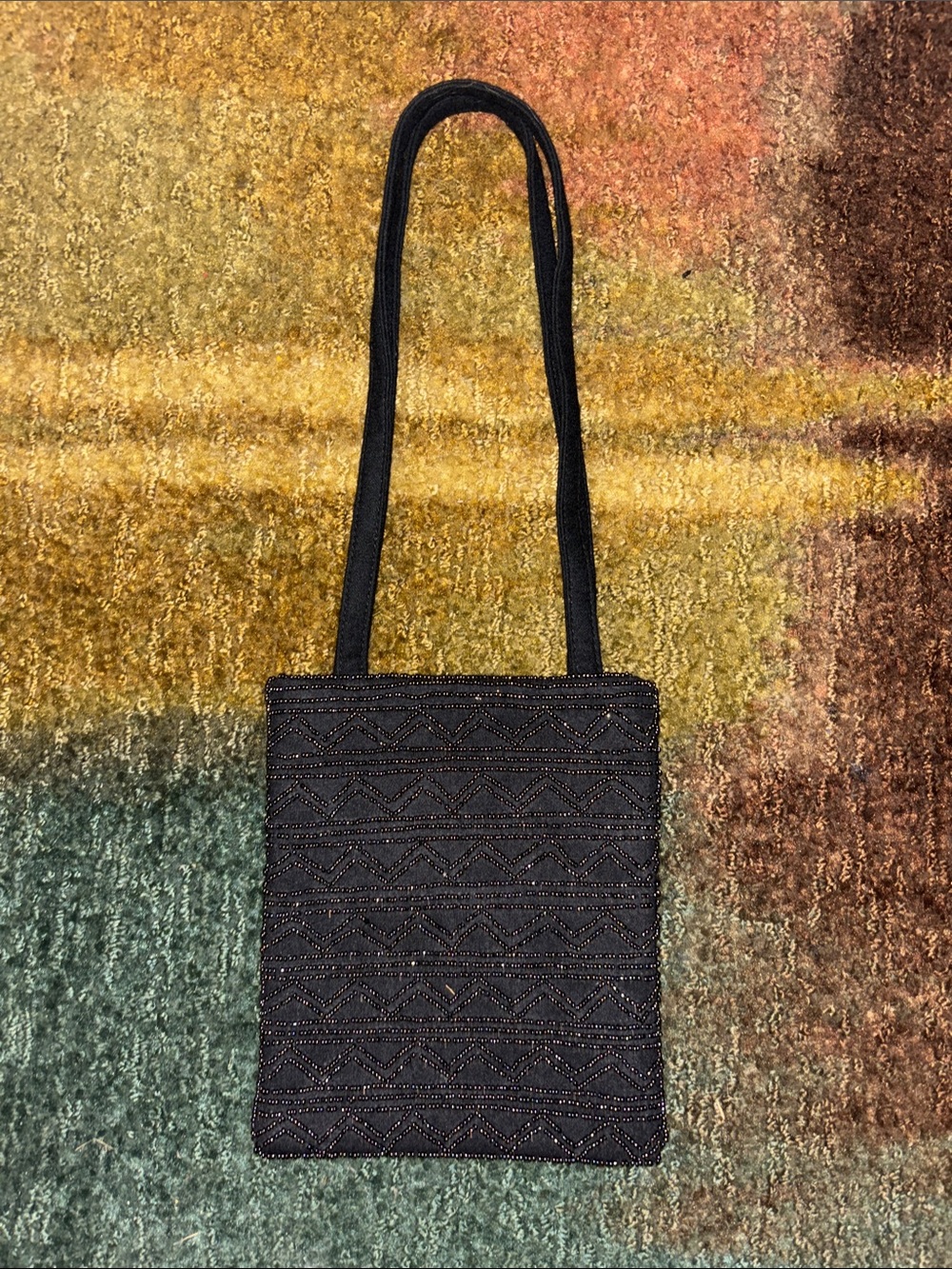 Women's vintage Black Beaded Shoulder Bag